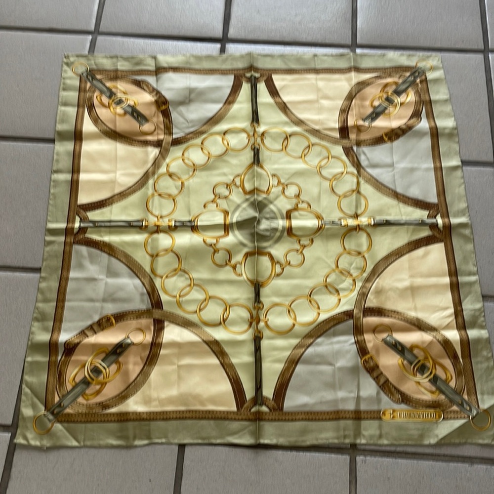 Vintage Trussardi neck/ hand bag accent scarf 100silk